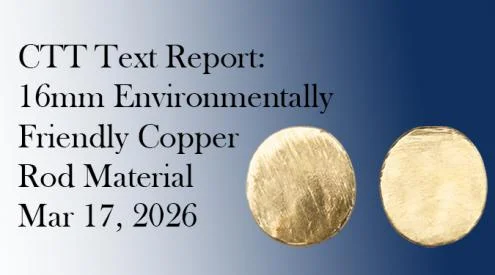Cover image for Haosen Jewelry CTT test report on 16mm environmentally friendly copper rod material dated March 17, 2026.