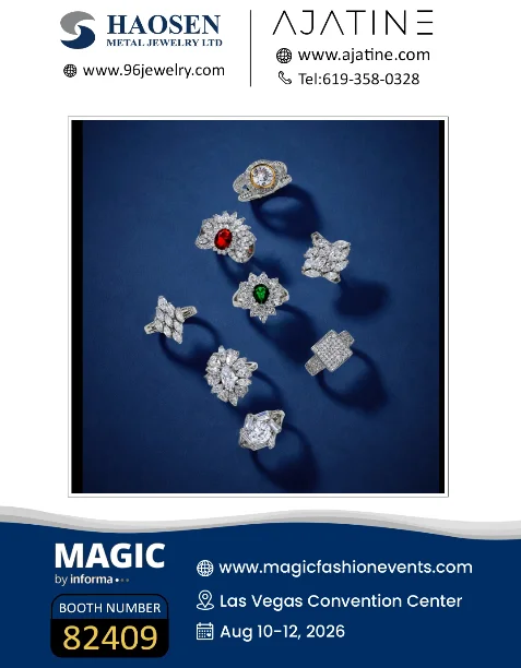 HAOSEN Jewelry at MAGIC Las Vegas 2026, Booth 82409, featuring gemstone ring collections