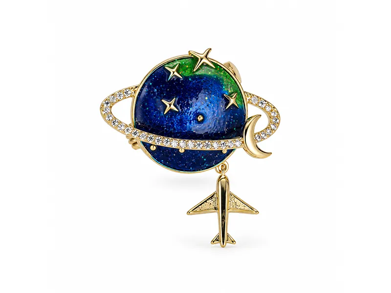 Custom celestial brooch design inspired by stars and moons for OEM/ODM fashion jewelry collections.