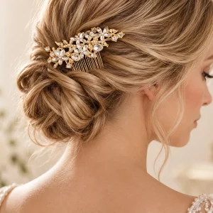 crystal floral hair comb model