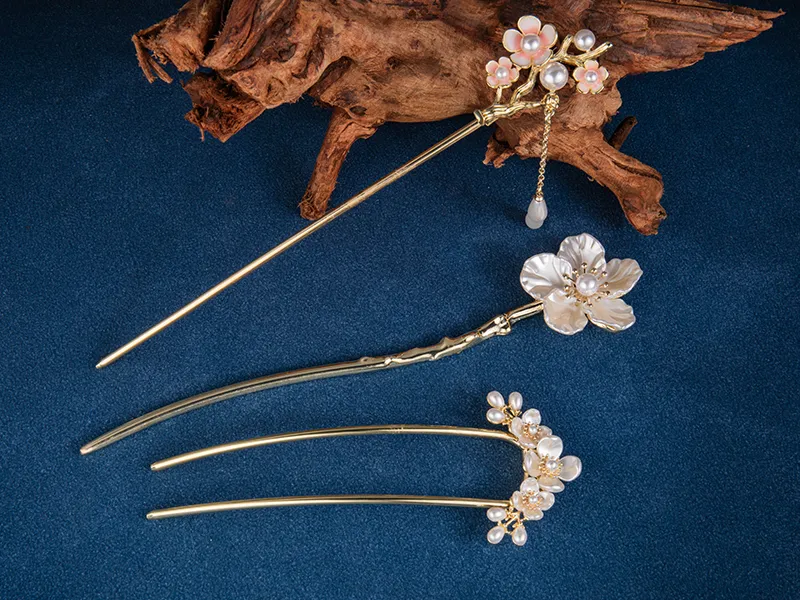 Custom hair pins in different lengths and proportions showing shape and dimension options for hair accessory designs.