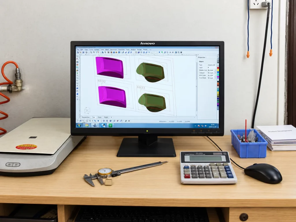 Custom jewelry CAD design workstation used during factory product development
