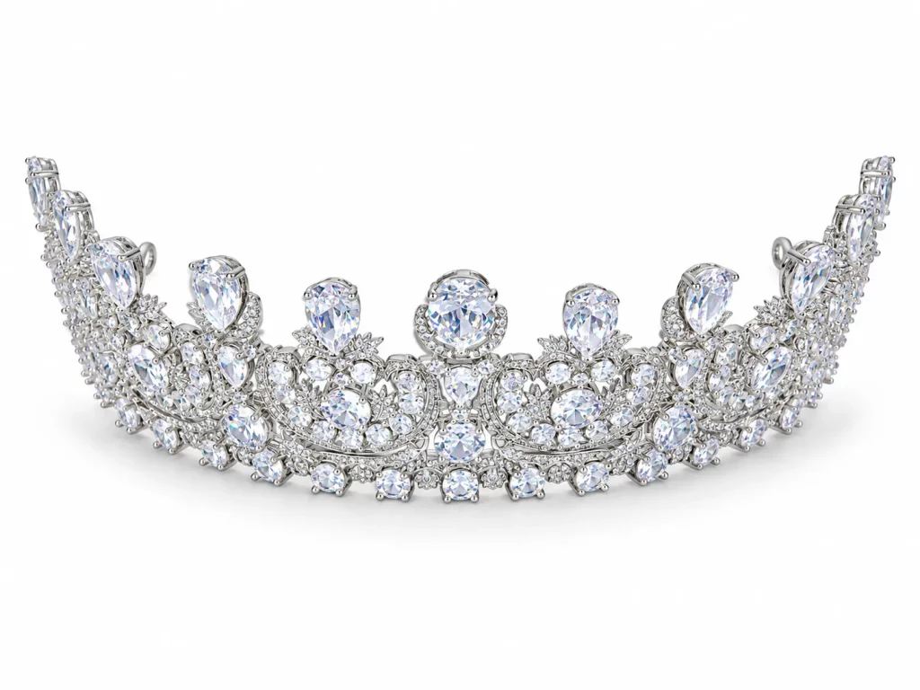Custom tiaras, crowns, hair crowns and decorative headpieces for fashion, bridal and occasion collections.