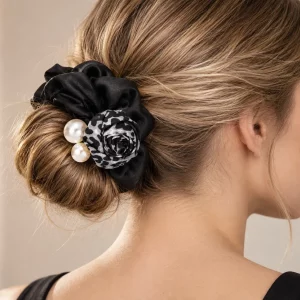 floral pearl scrunchie model