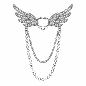 gold-wing-heart-chain-brooch-female-model-design