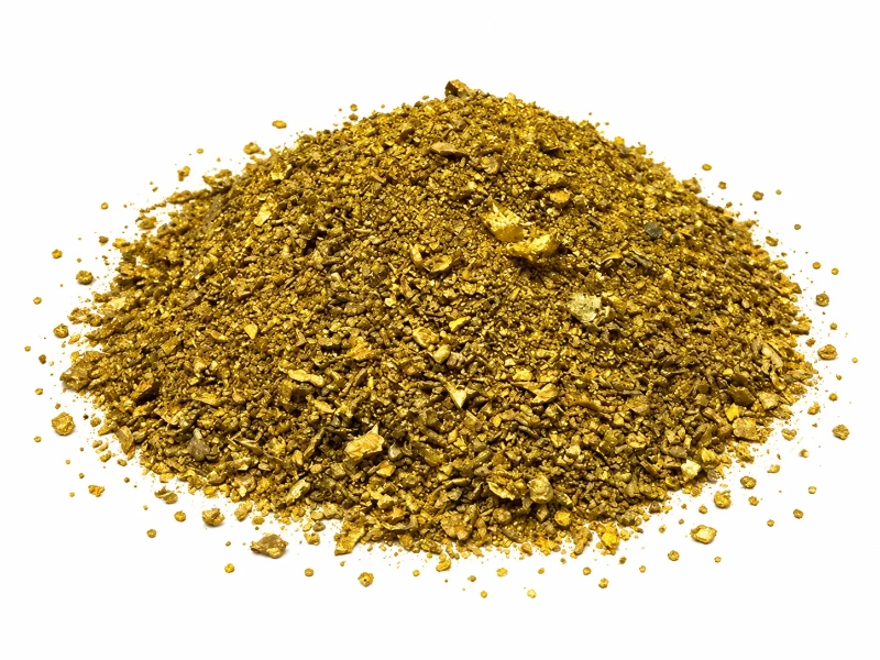 Brass powder raw material shown as a pile of fine and irregular metal particles, illustrating powder-based materials used in metal injection molding (MIM) for precision components.