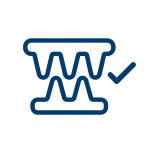 Hair claw clip teeth alignment and gap inspection icon.