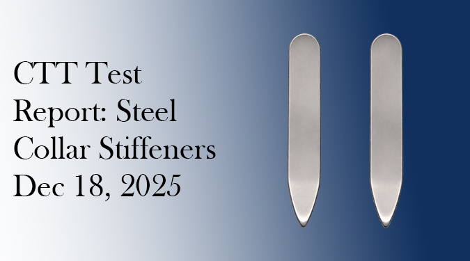 Cover image for the CTT REACH test report of steel collar stiffeners, Model 7258, issued on December 18, 2025, covering nickel release, lead, and cadmium testing.
