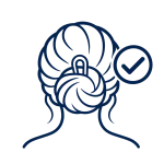 Icon representing a bun fit and styling check for a U-shaped two-prong hair fork.