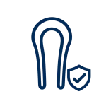 Icon representing final quality inspection and approval of a U-shaped two-prong hair fork.